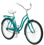 Schwinn Huntington Cruiser Bike, 26" wheels, single speed, women frame, teal, relaxed, rear rack