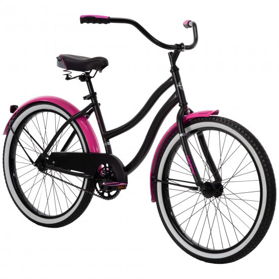 Huffy 24\" Cranbrook Girls Cruiser Bike for Women, Black