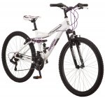 Mongoose Ledge 2.1 Mountain Bike, 26-inch wheels, 21 speeds, womens frame, white