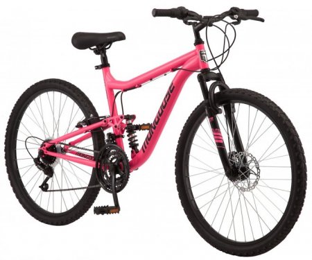 Mongoose Major Mountain Bike, 26-inch wheels, 21 speeds, pink, womens style frame