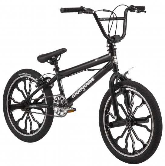 Mongoose Rebel kids BMX bike, 20-inch mag wheels, ages 7 - 13, black