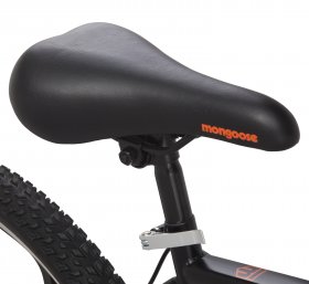 Mongoose Mack Mag Wheel Mountain Bike, 26" Wheels, 21 Speeds Shimano Revo Twist Shifters, Men's Frame, Orange & White On Black