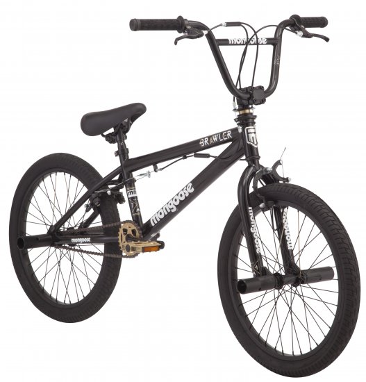 Mongoose BRAWLER Boys\' Freestyle BMX Bike, 20\" wheels, Black