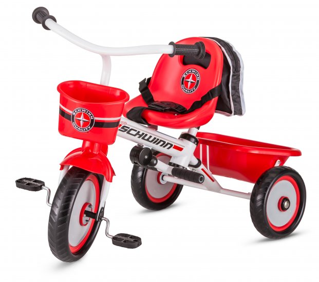 Schwinn Easy-Steer Tricycle with Push/Steer Handle, ages 2 - 4, red toddler bike