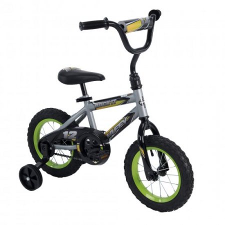 Huffy 12-Inch Rock It Boy's Bike, Silver Matte / Lime