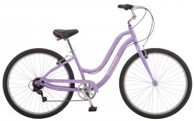 Schwinn Brookline cruiser bike, 27.5-inch wheels, 7 speeds, womens, purple