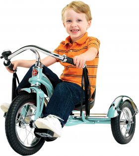 Schwinn Roadster Tricycle for Toddlers and Kids, classic tricycle, teal