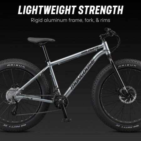 Mongoose Dolomite ALX fat tire mountain bike, 16 speeds, large frame, grey