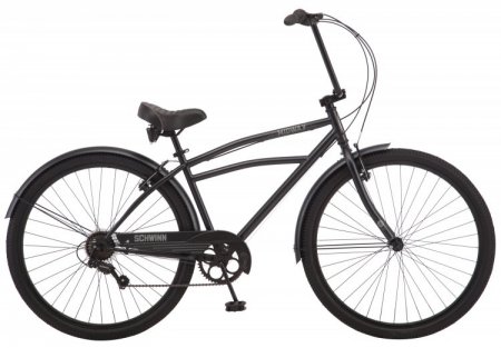 Schwinn Midway cruiser bike, 29-inch wheels, 7 speeds, men's frame, black